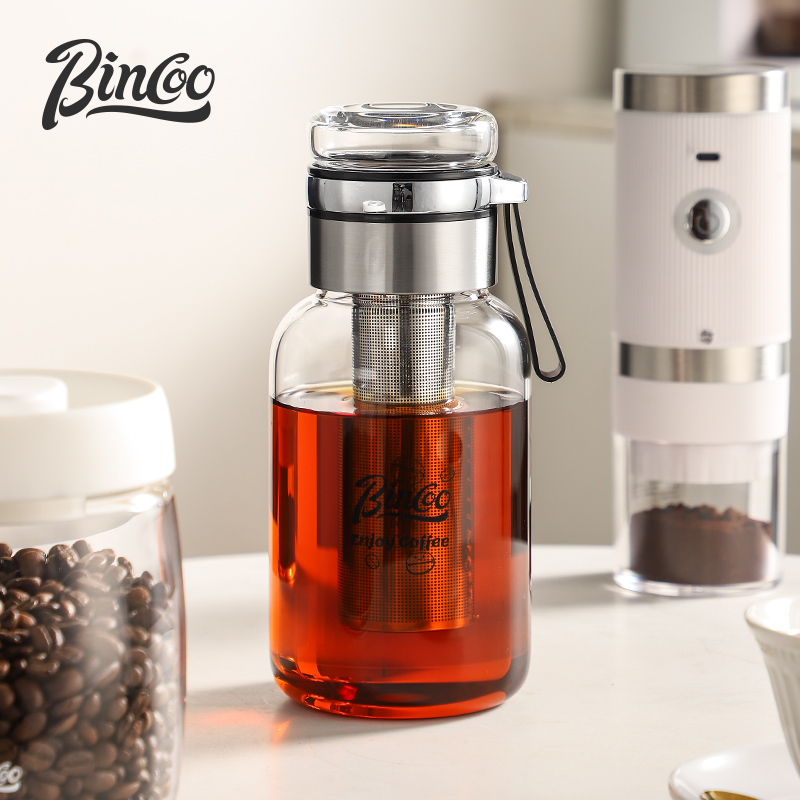 Coffee And Tea Glass - Bincoo Transparente Kaffeetasse, Edelstahl, langer Filter,