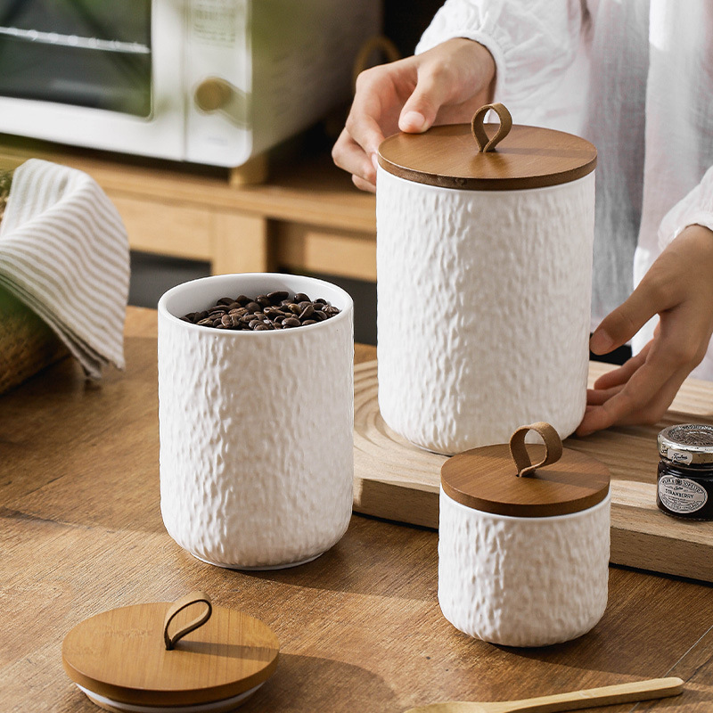 Tea Coffee Sugar Container - Tee-Aufbewahrungsbehälter aus Keramik mit Steinmuster, luftdichter