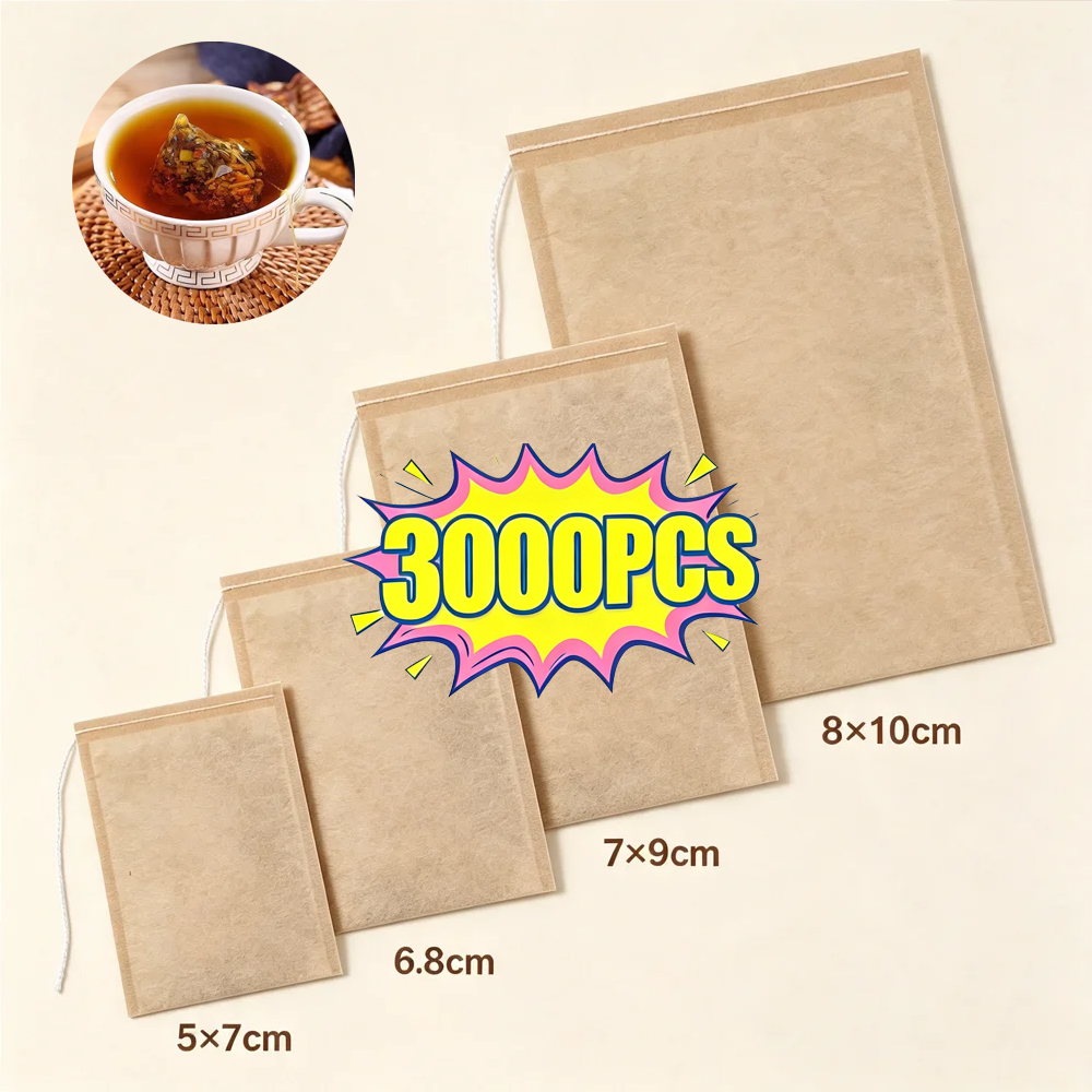Coffee Tea Spices - 100/3000 Stück Einweg-Teefilterbeutel mit Kordelzug, Leere