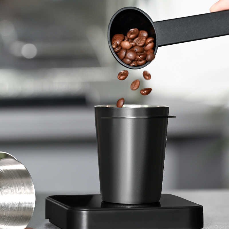 Coffee Tea Bean - Kaffee-Dosierbecher, 51/58 mm, Kaffeebohnen-Messbecher, 304 Edelstahl,