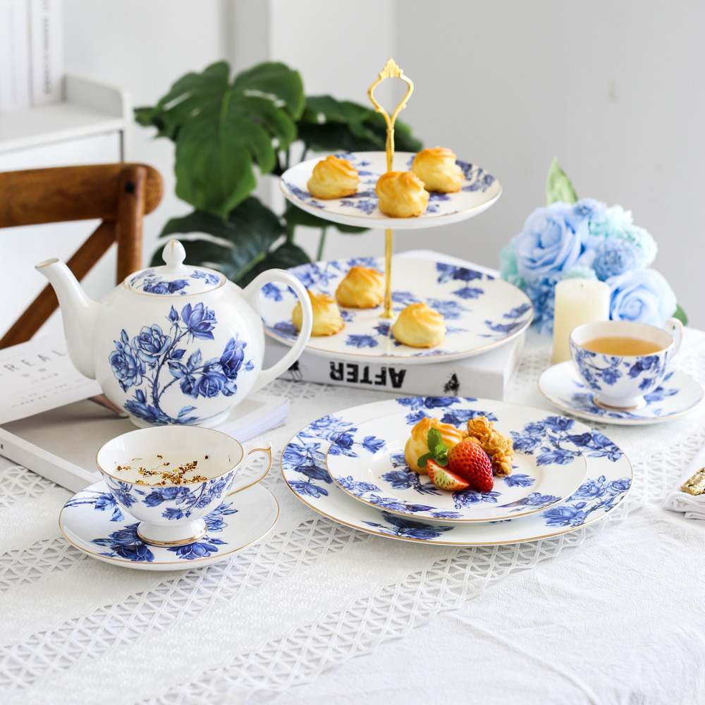 Coffee Tea English - Kaffeetassen-Set aus Bone China, englische Nachmittagstee-Tasse,