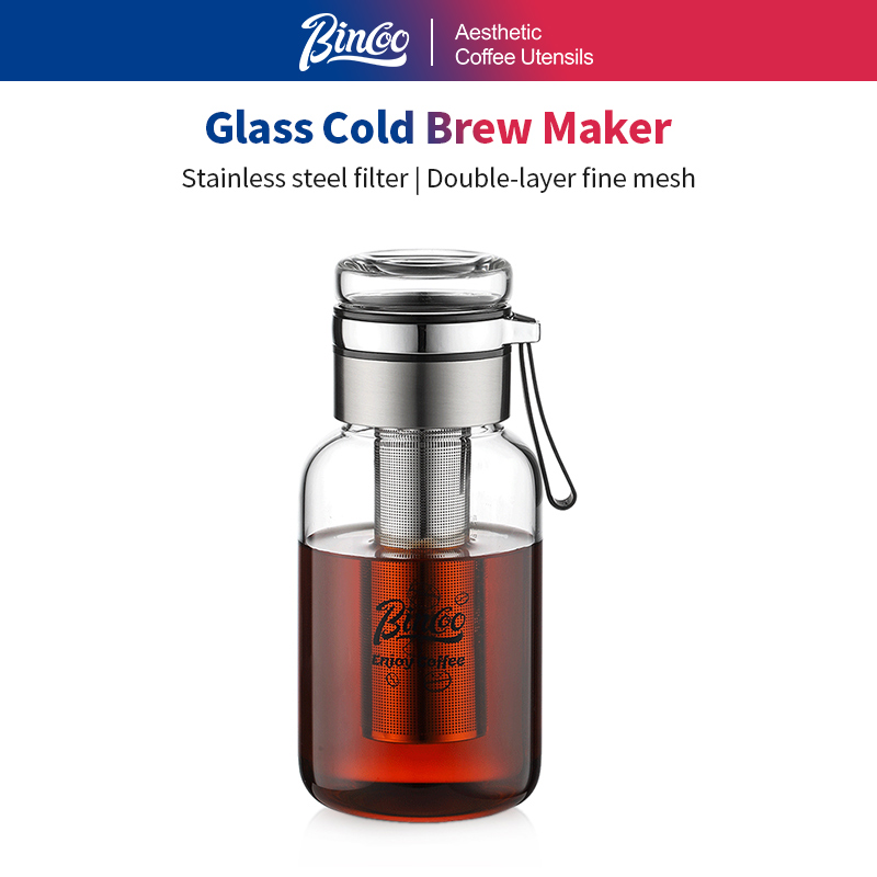 Coffee And Tea Glass - Bincoo Kaltbrüh-Kaffeemaschine Eiskaffee-Zubereiter mit Edelstahl-Langzeit-Tee-Infuser Luftdichter