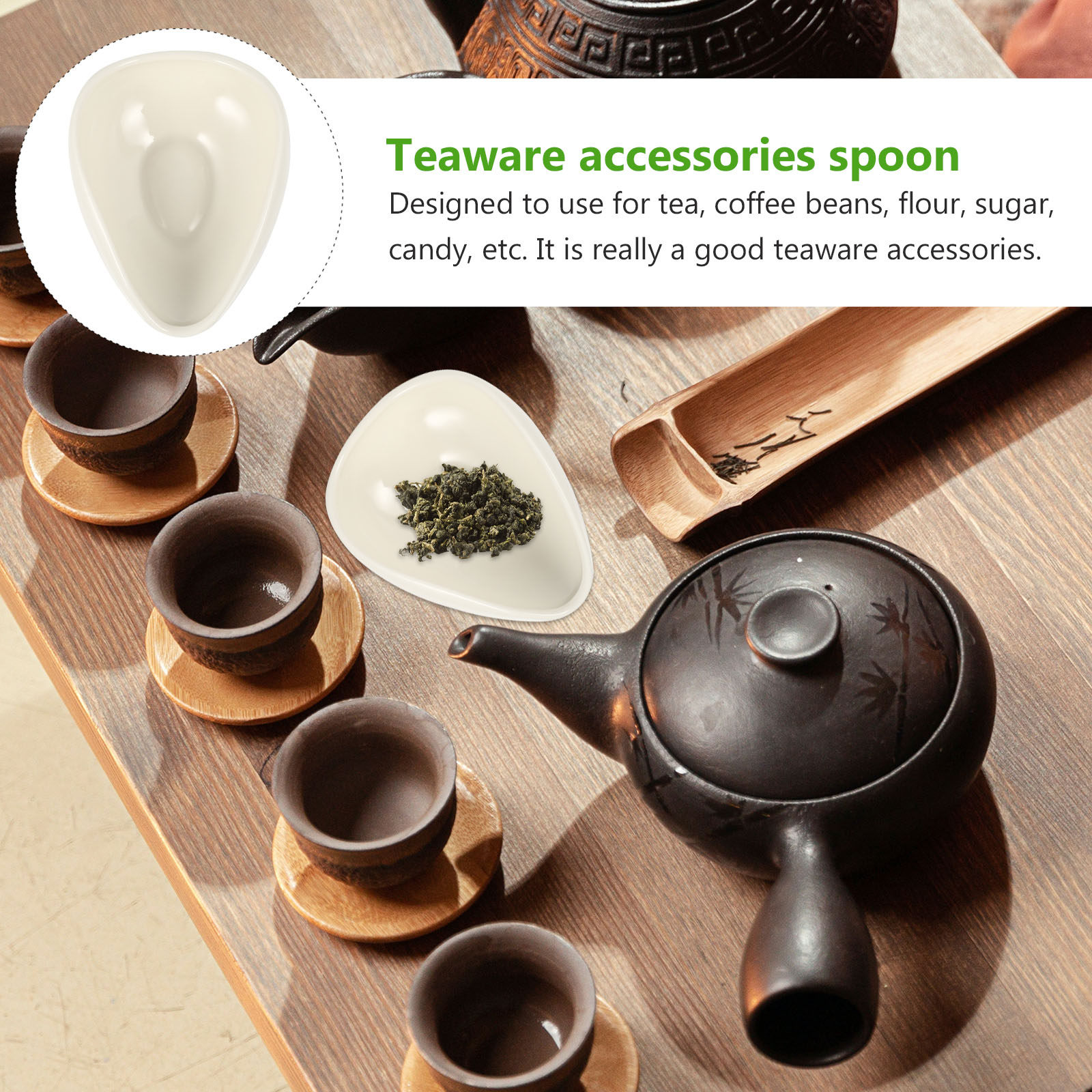 Coffee Tea Bean Leaf - 2 Stück Keramik-Teelöffel für losen Tee,