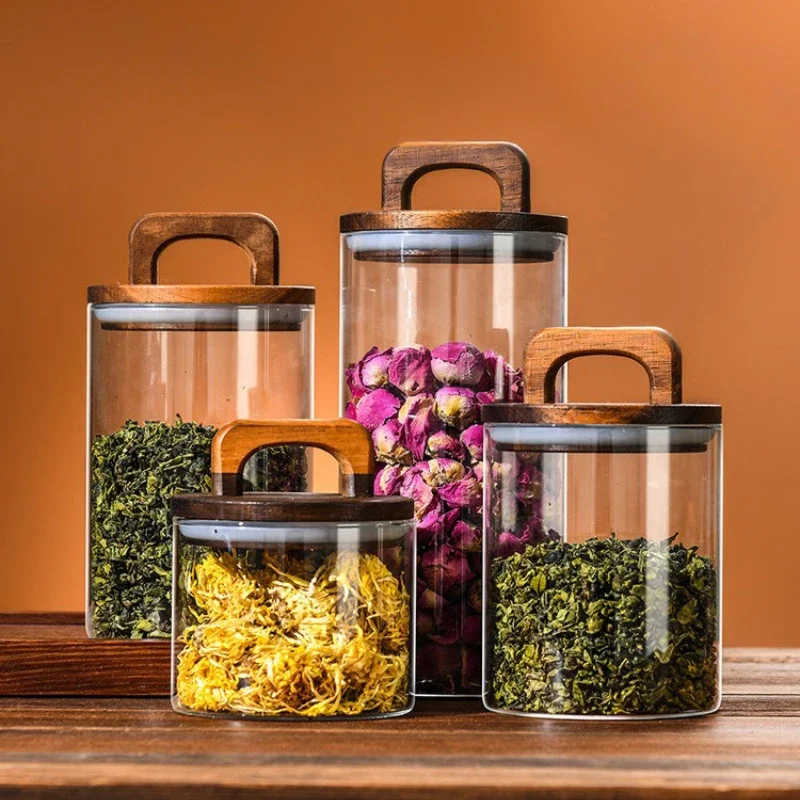 Klarglasbehälter mit Bambusdec – Tea Coffee Sugar Container Bewertung und Preis