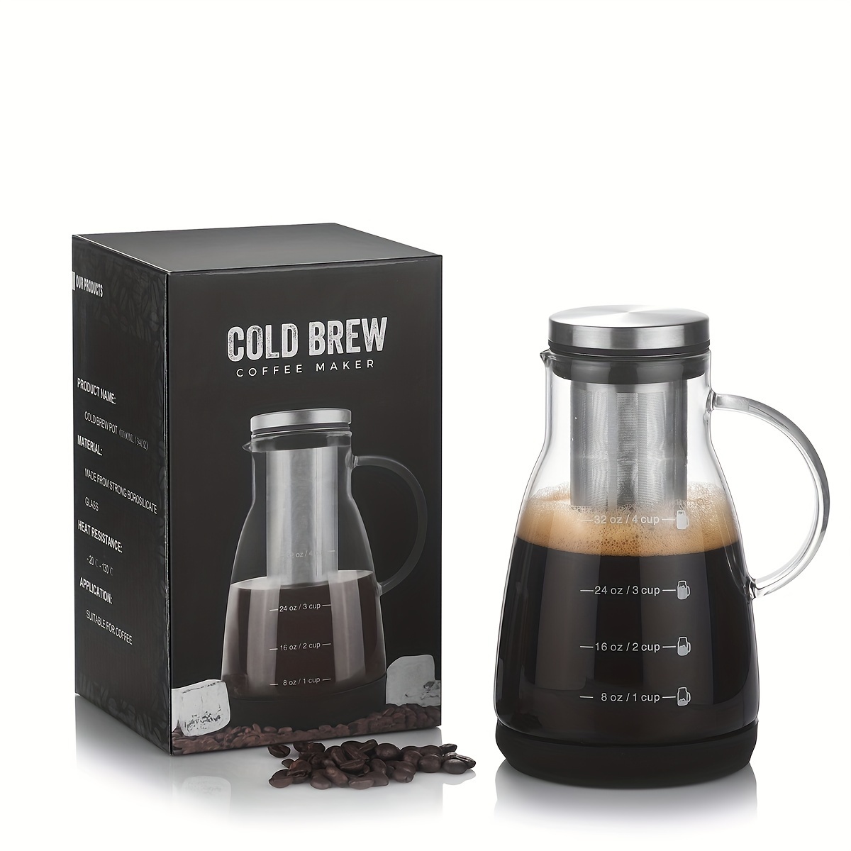 24oz Klassischer Glas-Kaltbrüh – Coffee And Tea Glass Bewertung und Preis